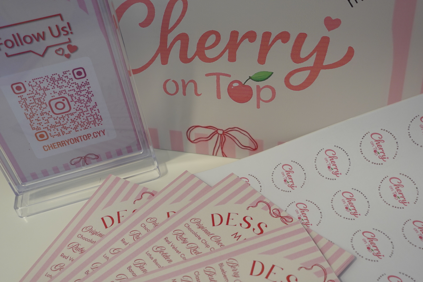 Cherry On Top branding, stickers and packaging
